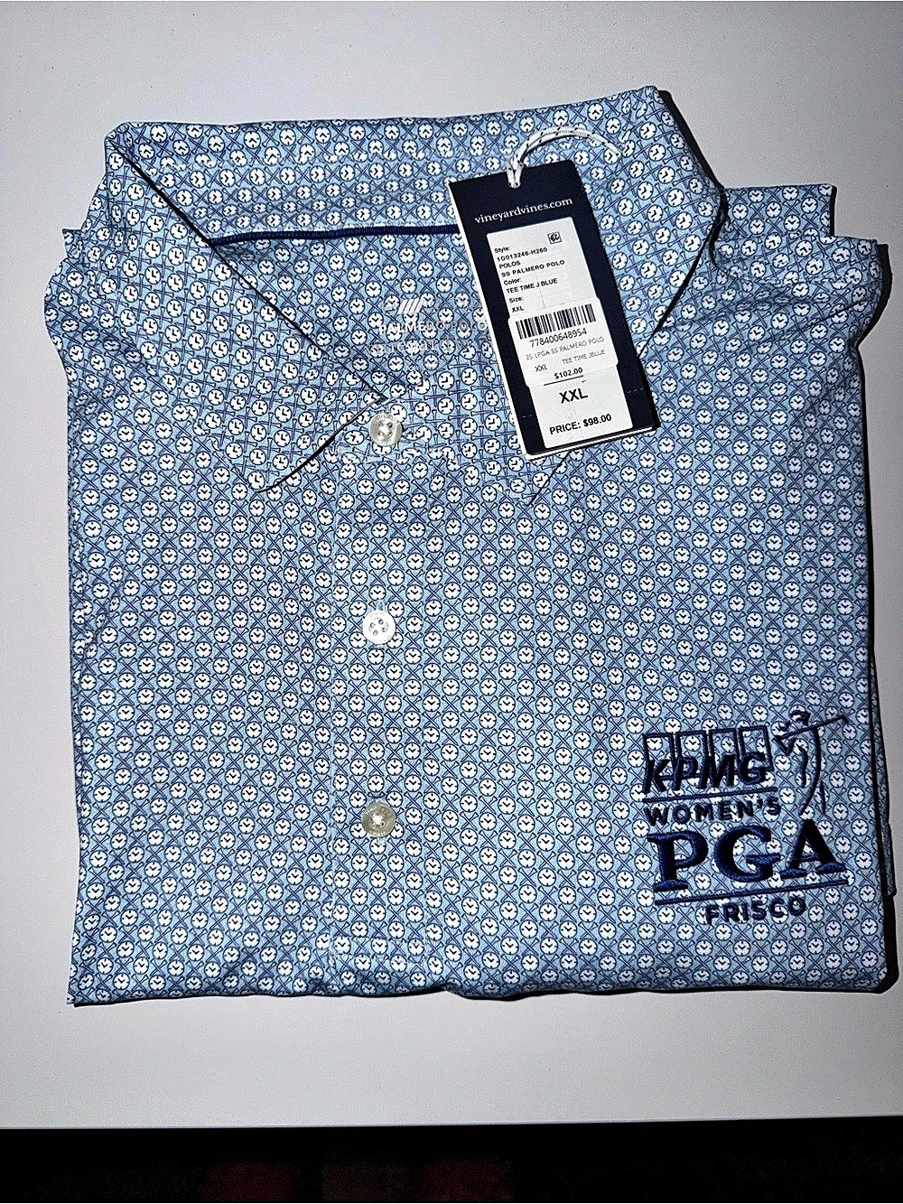 vineyard vines Performance Polo Men's Geometric Polo Blue XXL NWT